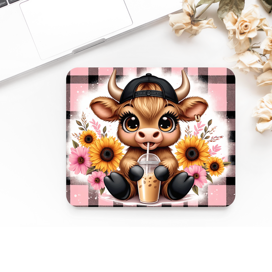 Premium Printed Anti-Slip Mouse Mat - Ultra Durable Baby Highland Cow Design