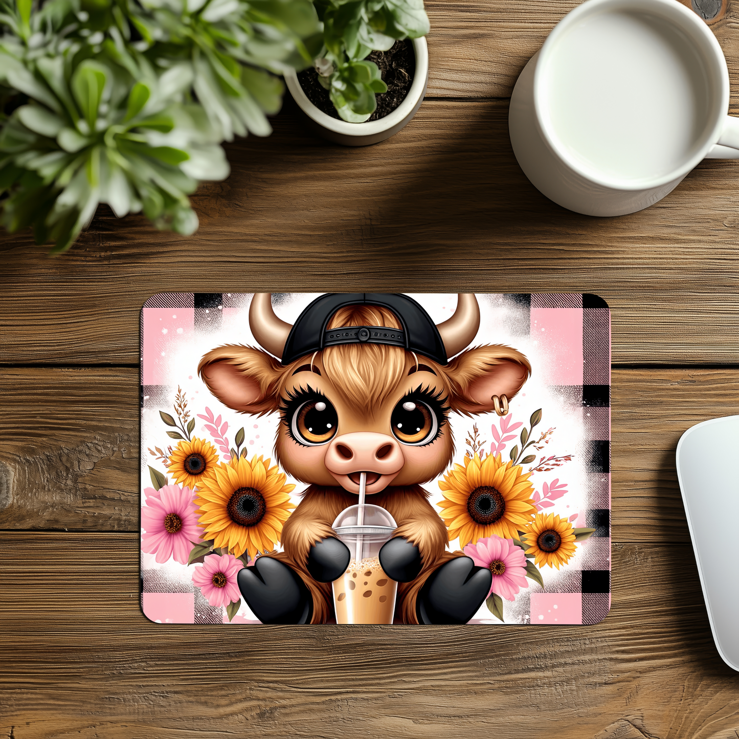 Premium Printed Anti-Slip Mouse Mat - Ultra Durable Baby Highland Cow Design