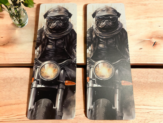 Lovely illustrated printed Biker Dog bookmark, Page Saver, Book Lover Gift,