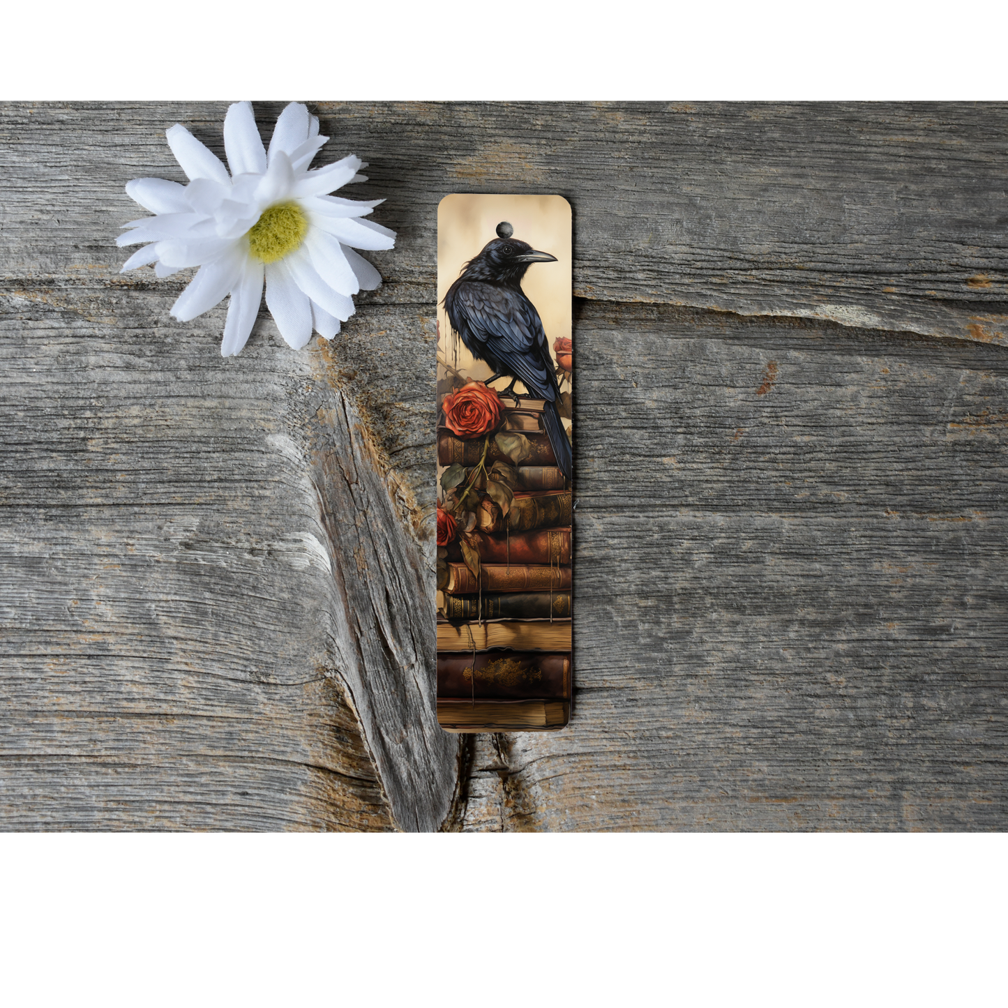 Bird on Books Aluminium Bookmark with Tassel - Stylish Metal Page Marker for Books and Journals