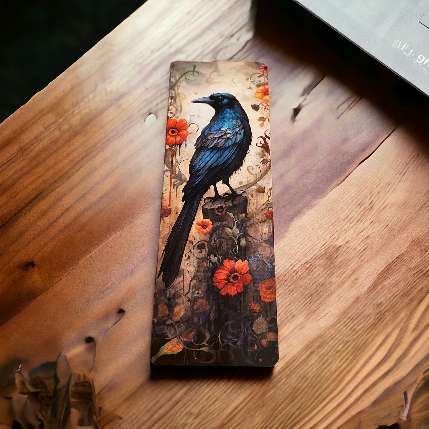 Lovely illustrated printed Black Crow bookmark, Page Saver, Book Lover Gift,