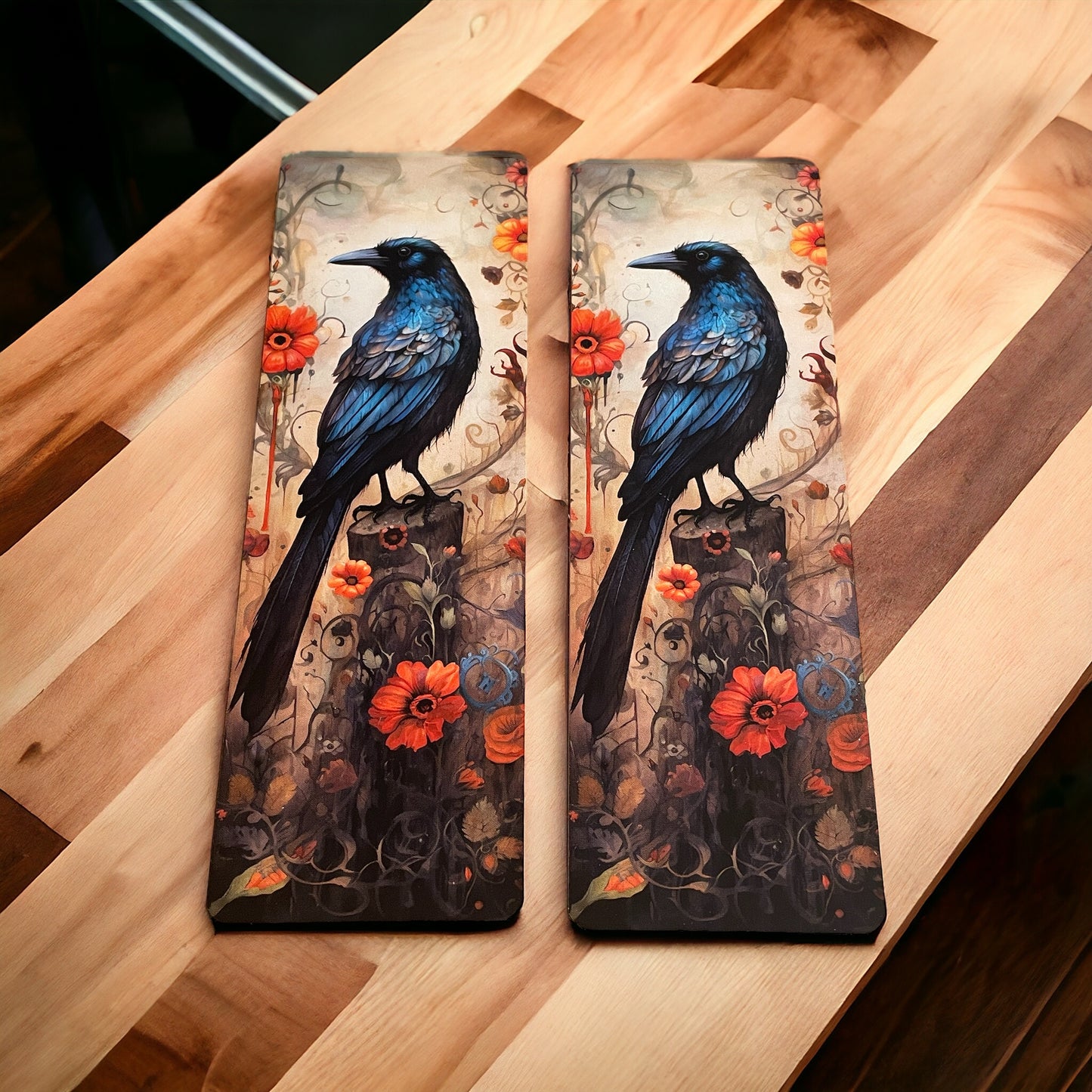 Lovely illustrated printed Black Crow bookmark, Page Saver, Book Lover Gift,