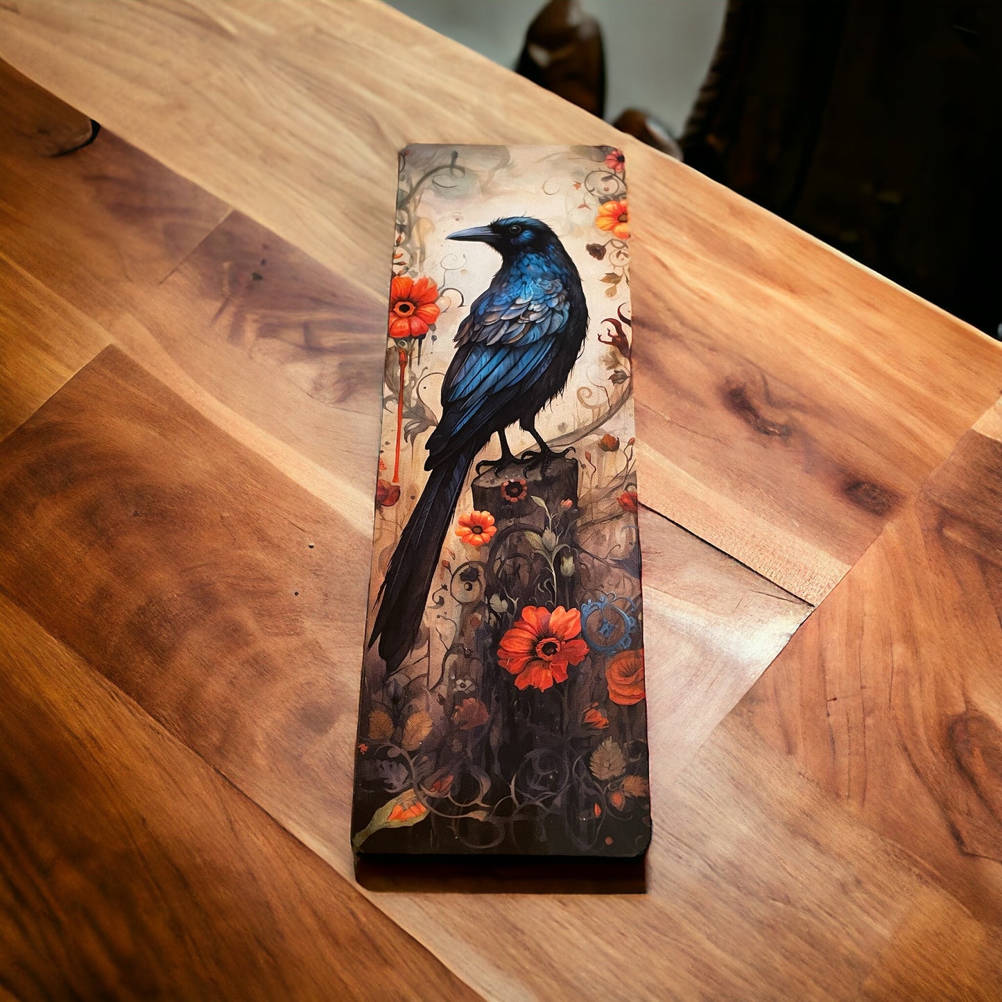 Lovely illustrated printed Black Crow bookmark, Page Saver, Book Lover Gift,