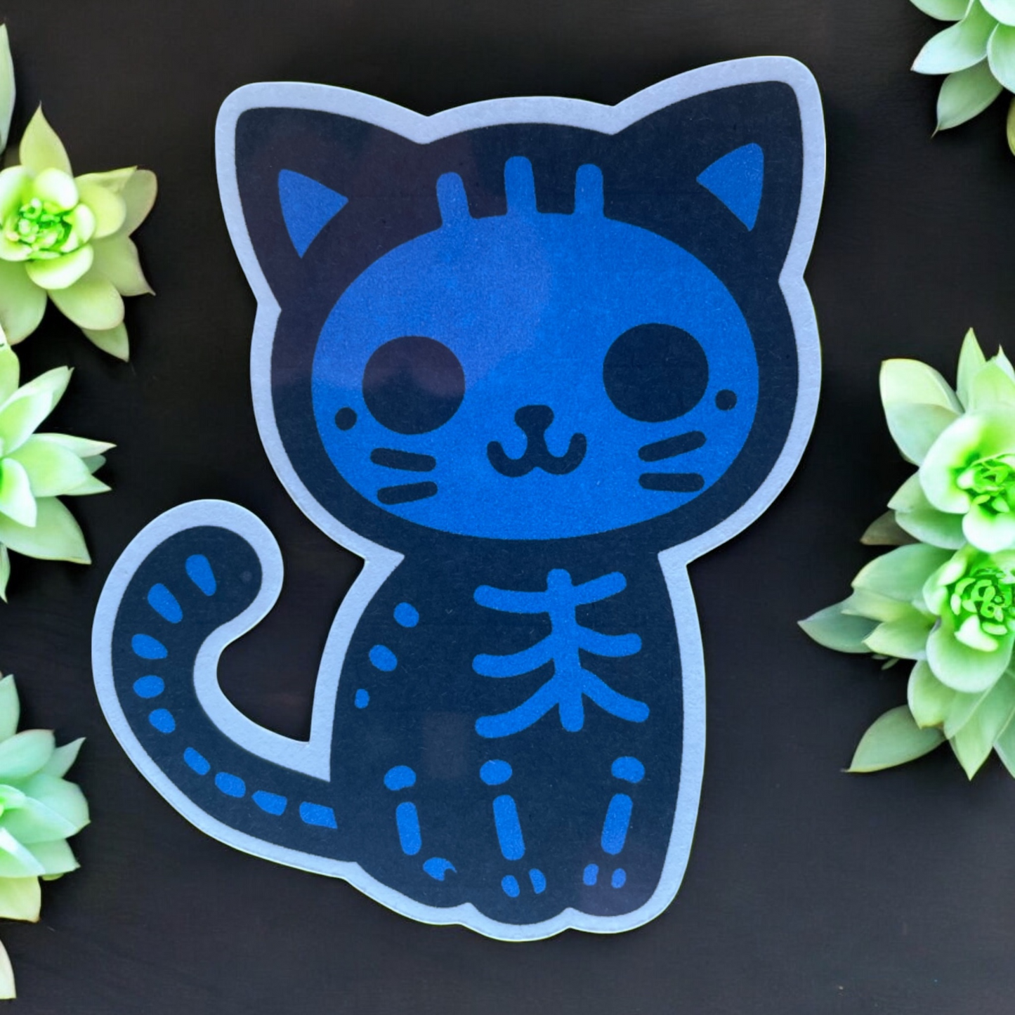 Blue Cat Vinyl Sticker ,Laptop, scrapbook, junk journal ,crafts, Water Bottle