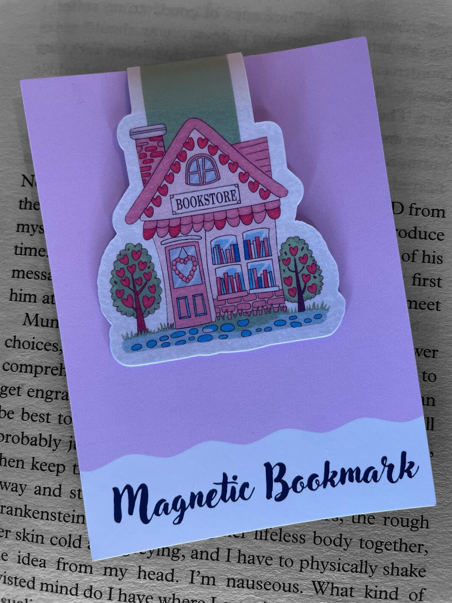 Lovely illustrated printed Bookstore Magnetic bookmark, Page Saver, Book Lover Gift