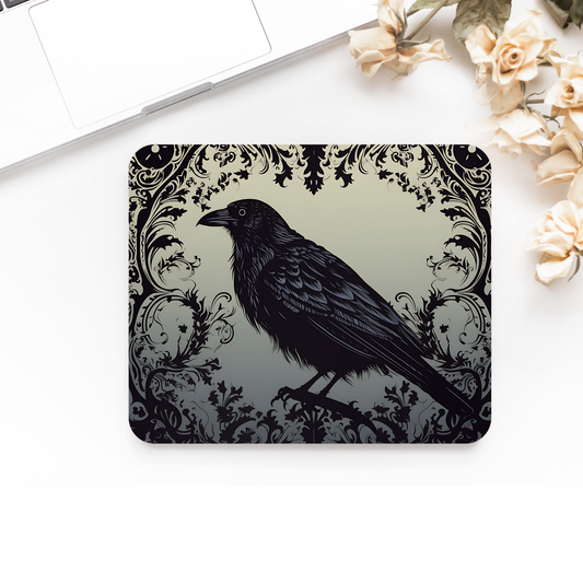 Premium Printed Anti-Slip Mouse Mat - Ultra Durable Brooding Raven Design