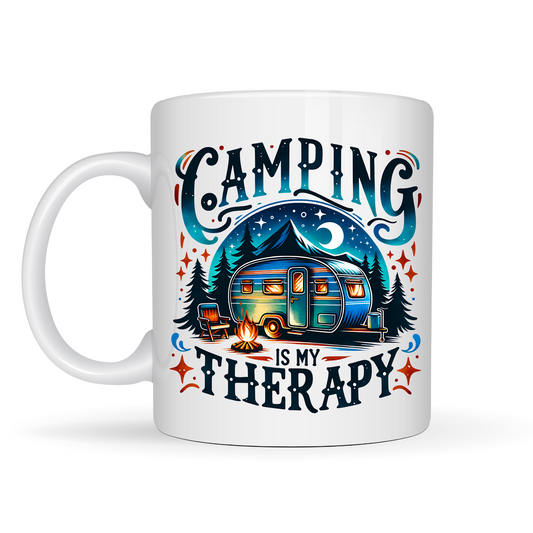 Camping Is My Therapy Coffee Mug - Fun Outdoor Adventure Camper Gift for Nature Lovers