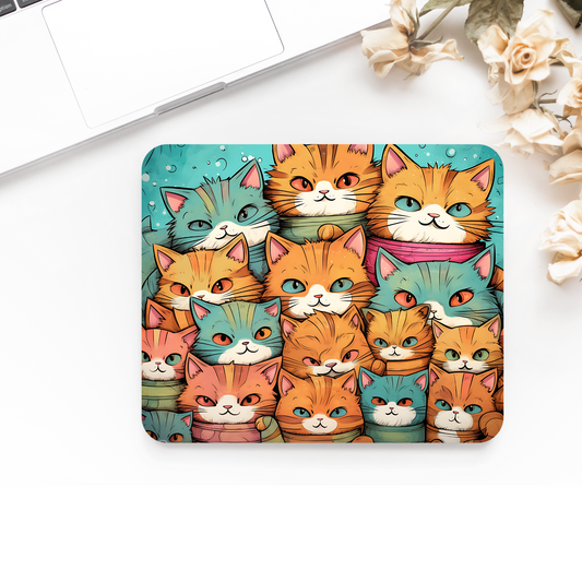 Premium Printed Cartoon Cats Anti-Slip Mouse Mat