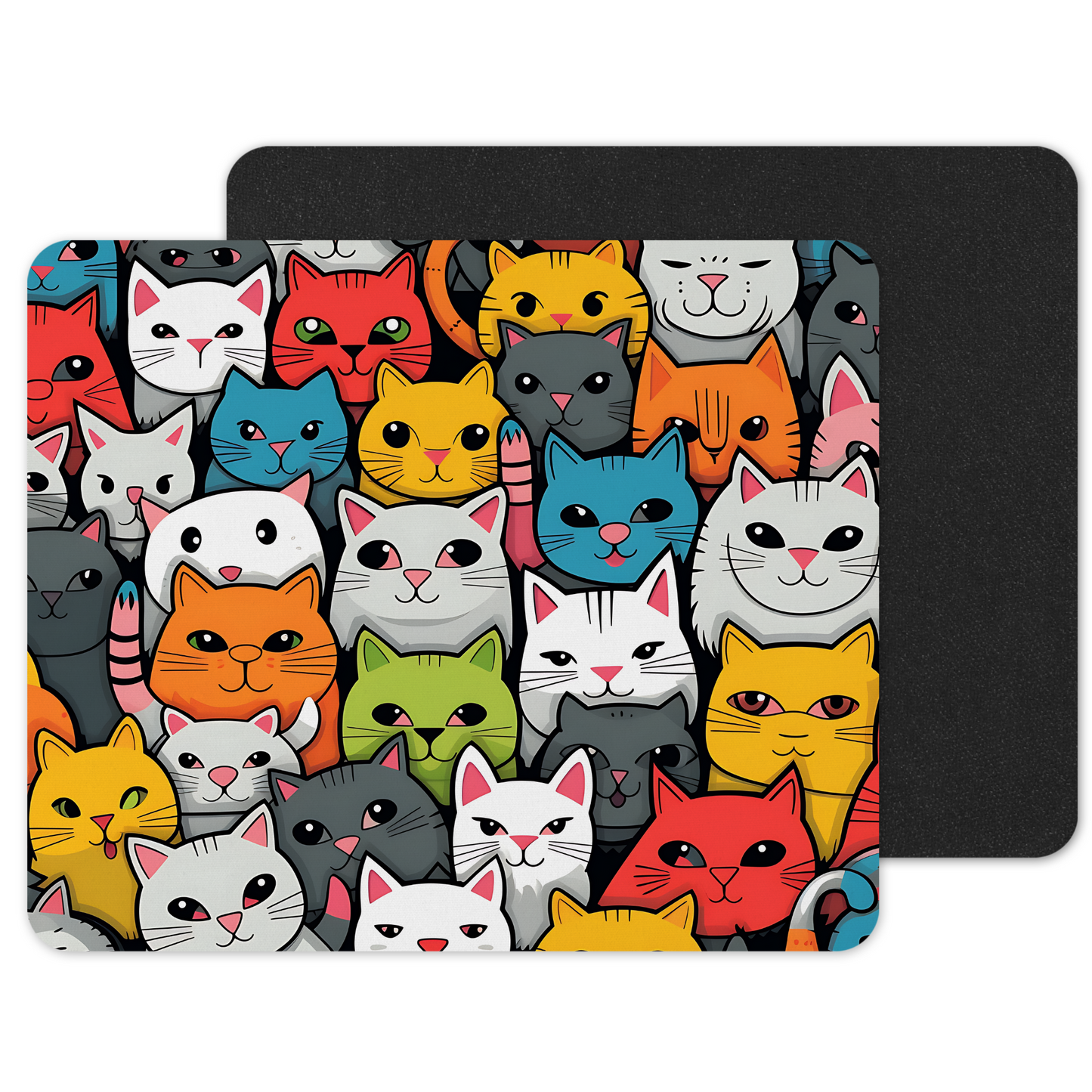 Premium Printed Anti-Slip Mouse Mat - Ultra Durable Cat Faces Design