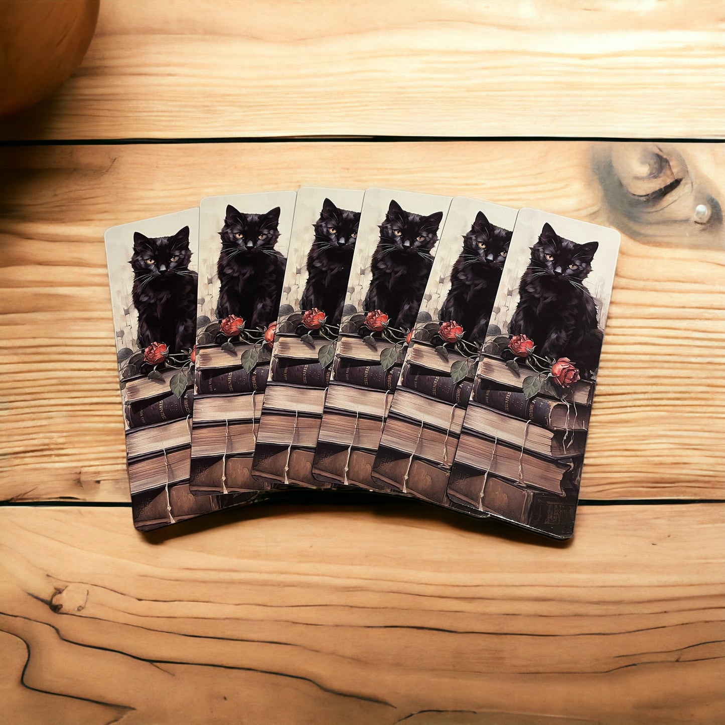 Lovely illustrated printed bookmark, Page Saver, Book Lover Gift, Cat on Books