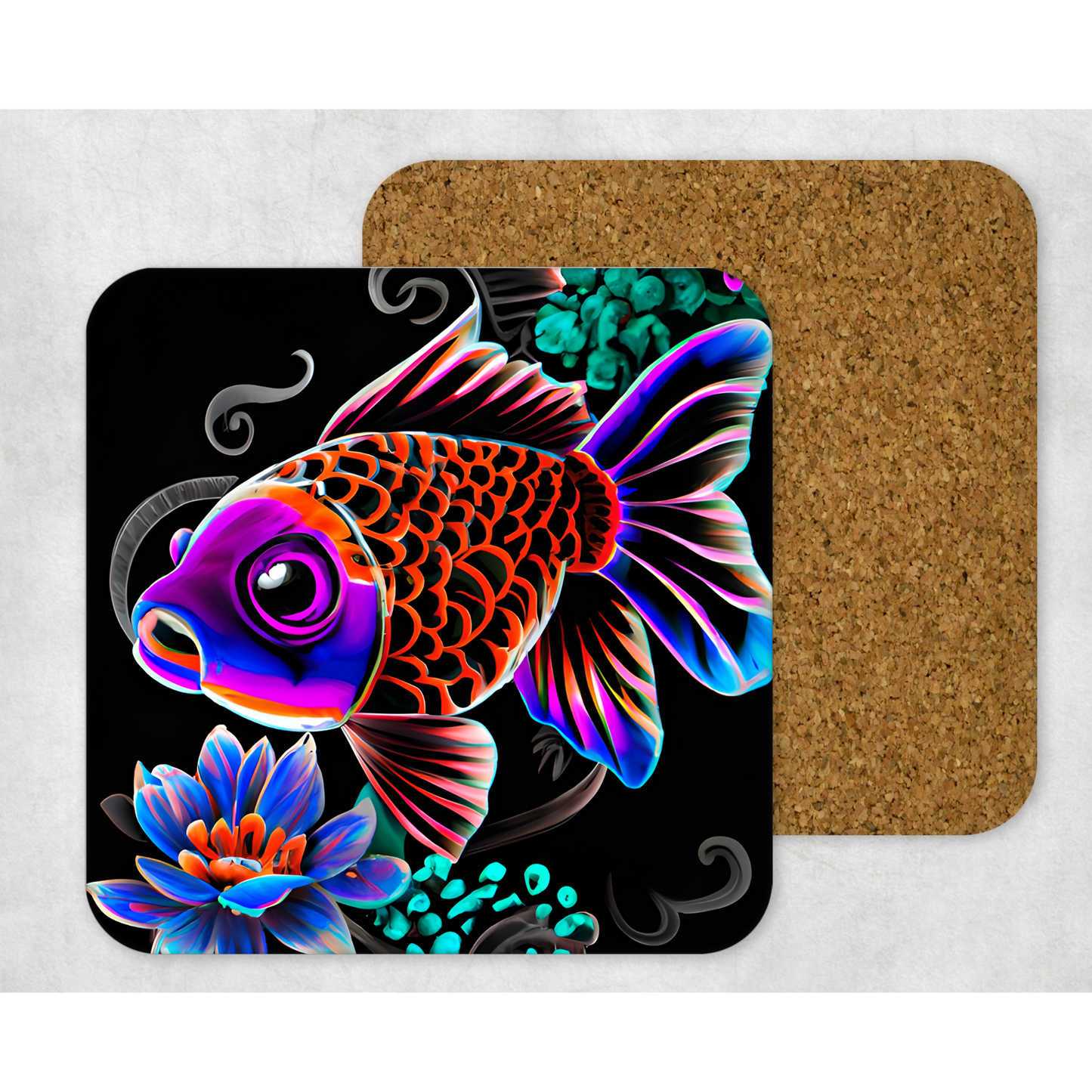 Beautifully Printed Colourful Fish wooden Coasters for Stylish Home Décor