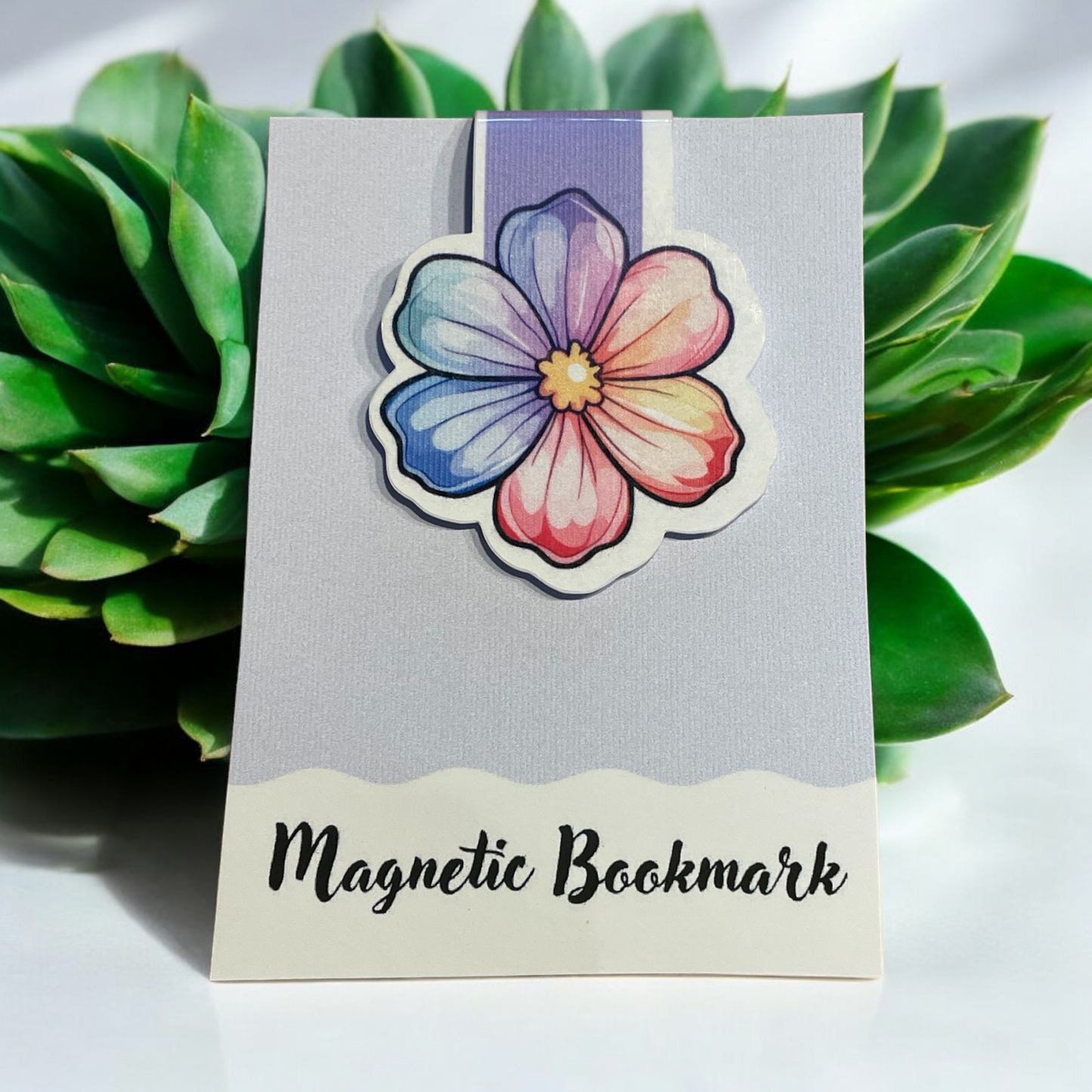 Lovely illustrated printed Colourful Flower Magnetic bookmark, Page Saver, Book Lover Gift