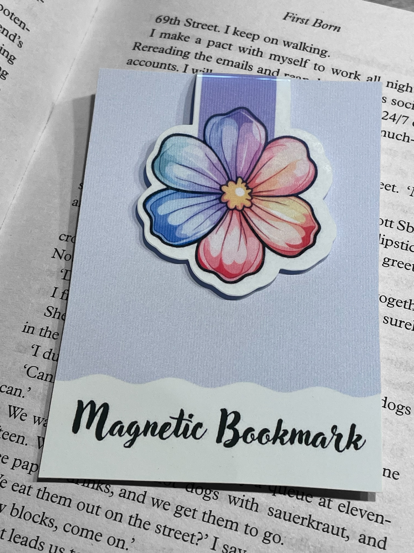 Lovely illustrated printed Colourful Flower Magnetic bookmark, Page Saver, Book Lover Gift