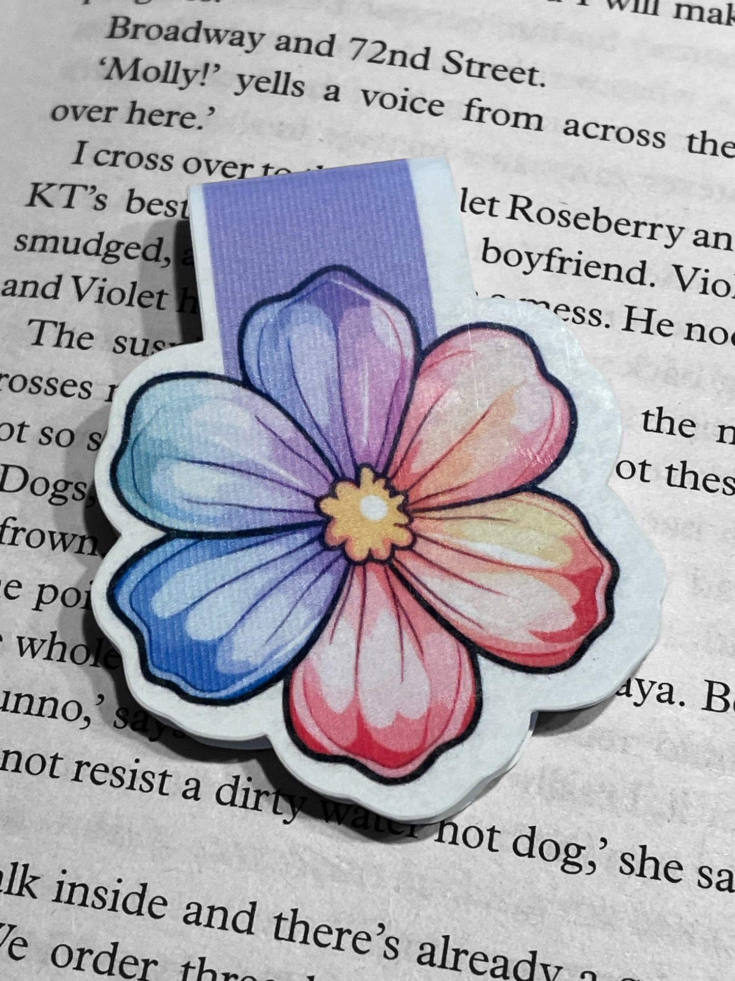 Lovely illustrated printed Colourful Flower Magnetic bookmark, Page Saver, Book Lover Gift