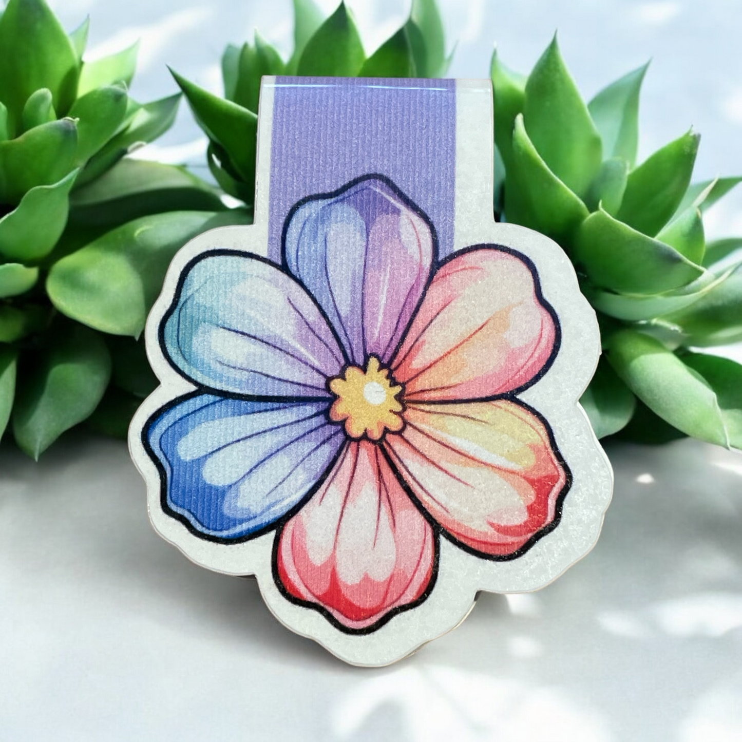 Lovely illustrated printed Colourful Flower Magnetic bookmark, Page Saver, Book Lover Gift