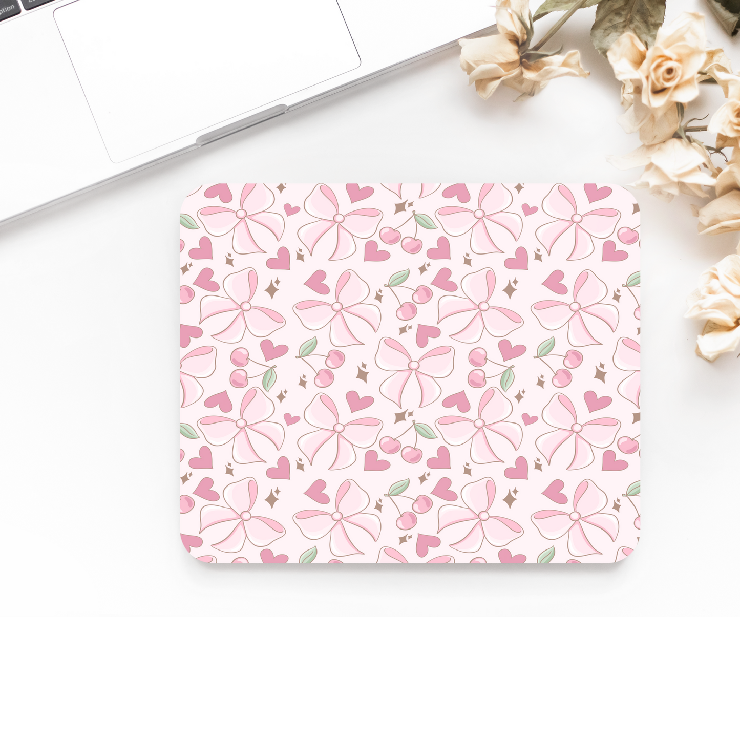 Printed Anti-Slip Mouse Mat Pad - Coquette Cherry Design