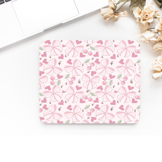 Printed Anti-Slip Mouse Mat Pad - Coquette Cherry Design