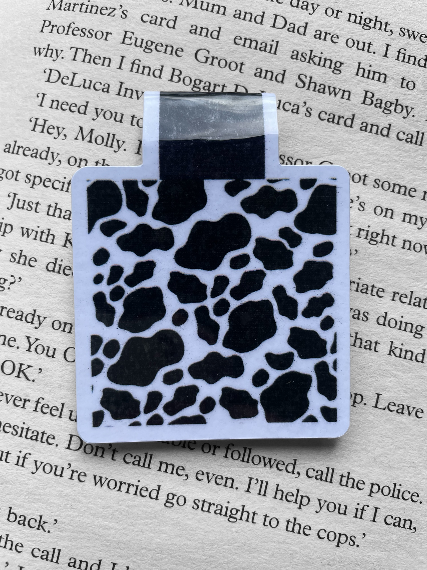 Lovely illustrated printed Cow Print Magnetic bookmark, Page Saver, Book Lover Gift