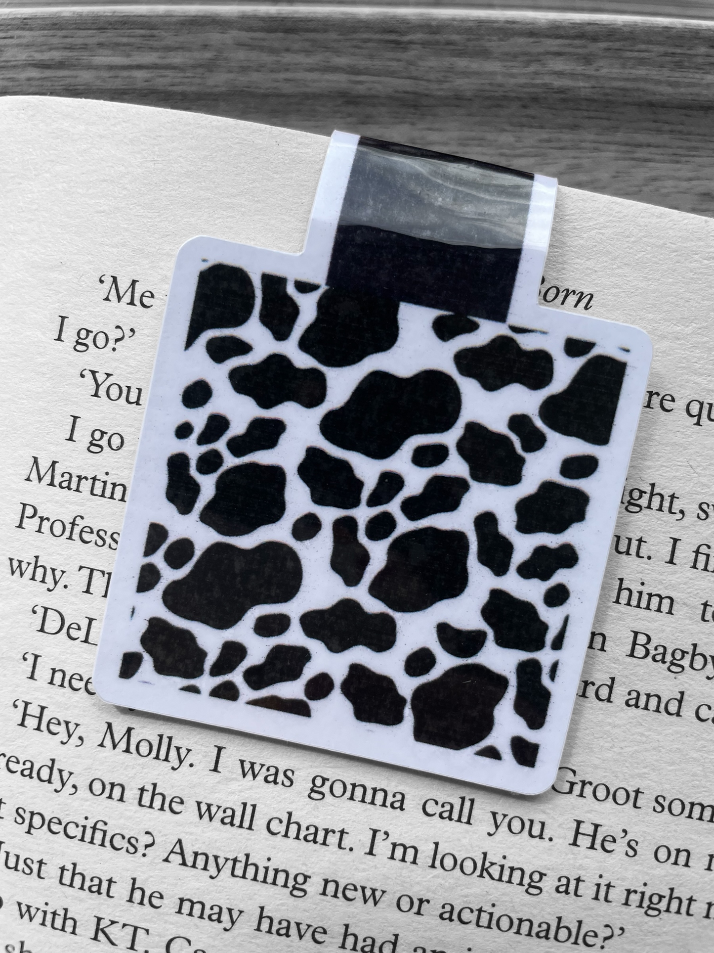 Lovely illustrated printed Cow Print Magnetic bookmark, Page Saver, Book Lover Gift