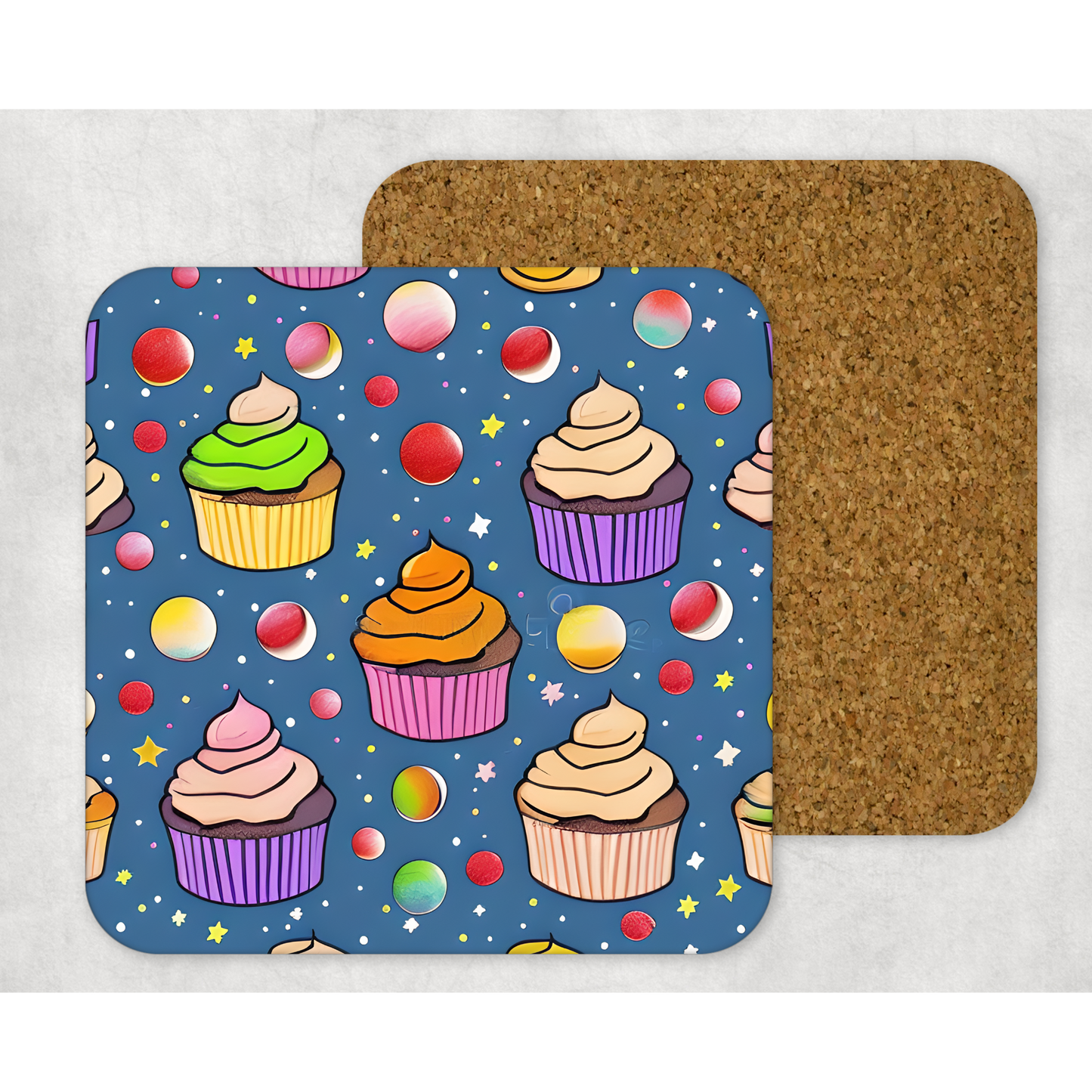 Beautifully Printed  Cupcakes Wooden Coasters for Stylish Home Décor