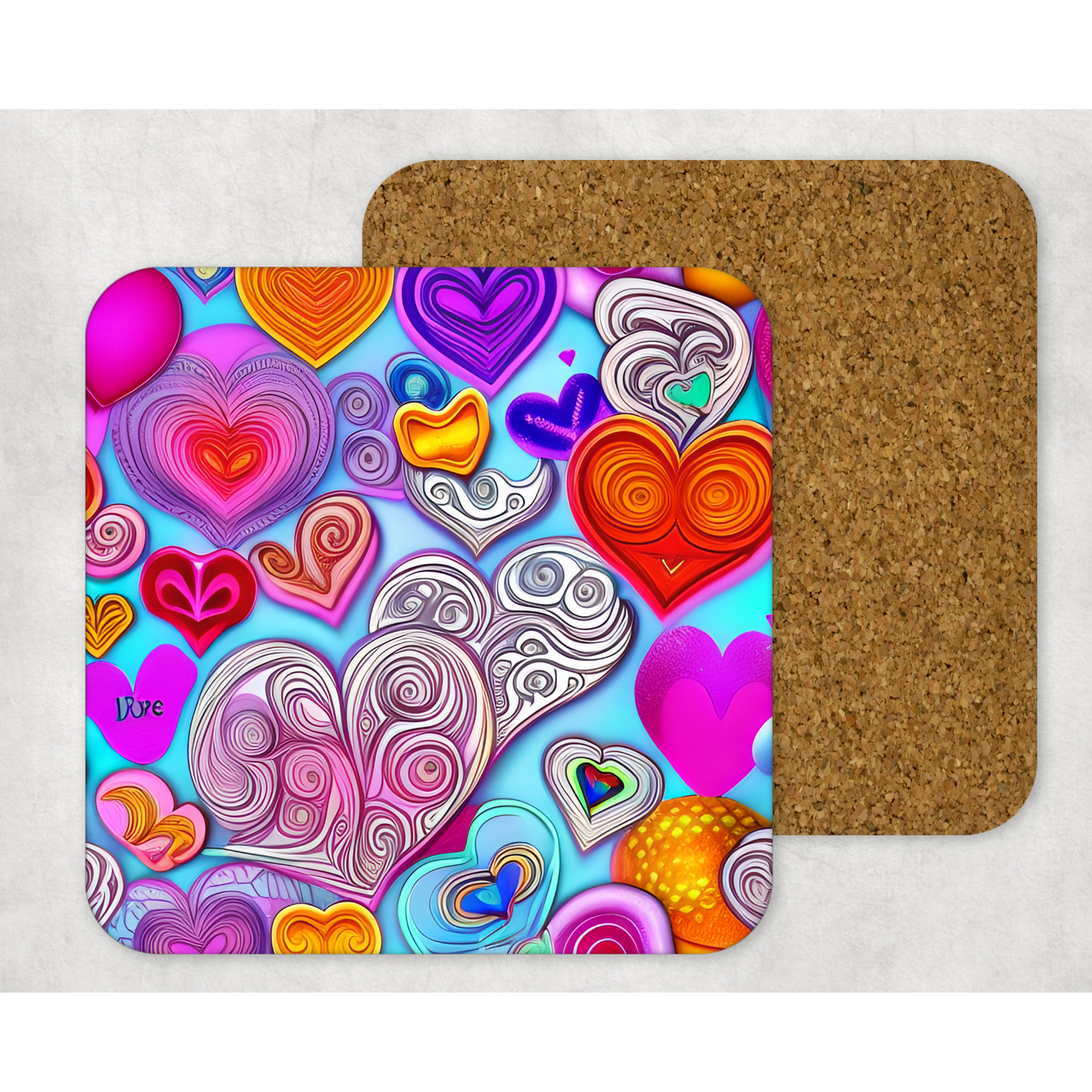 Beautifully Printed Cute 3D Hearts wooden Coasters for Stylish Home Décor