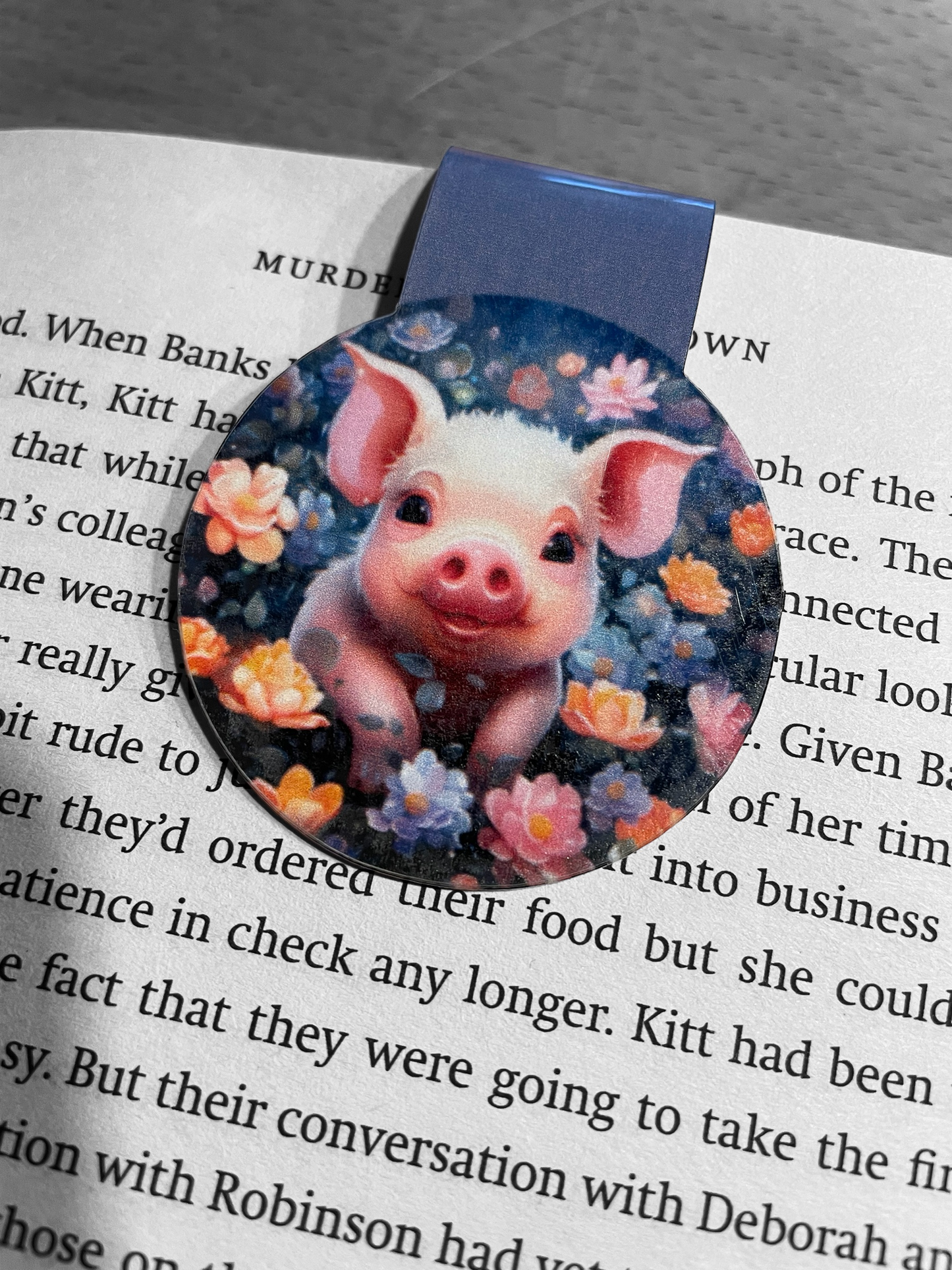 Lovely illustrated printed Cute Pig Magnetic bookmark, Page Saver, Book Lover Gift,