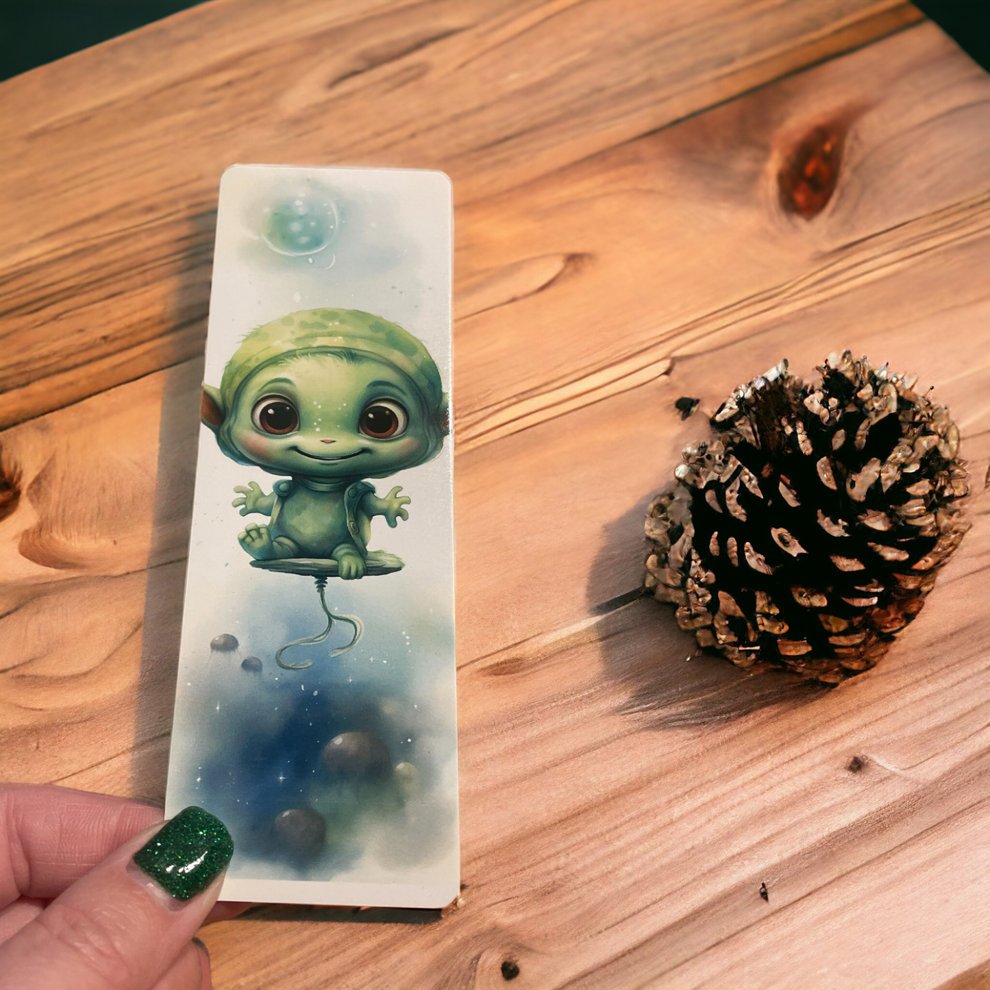 Lovely illustrated printed bookmark, Page Saver, Book Lover Gift, Cute Alien
