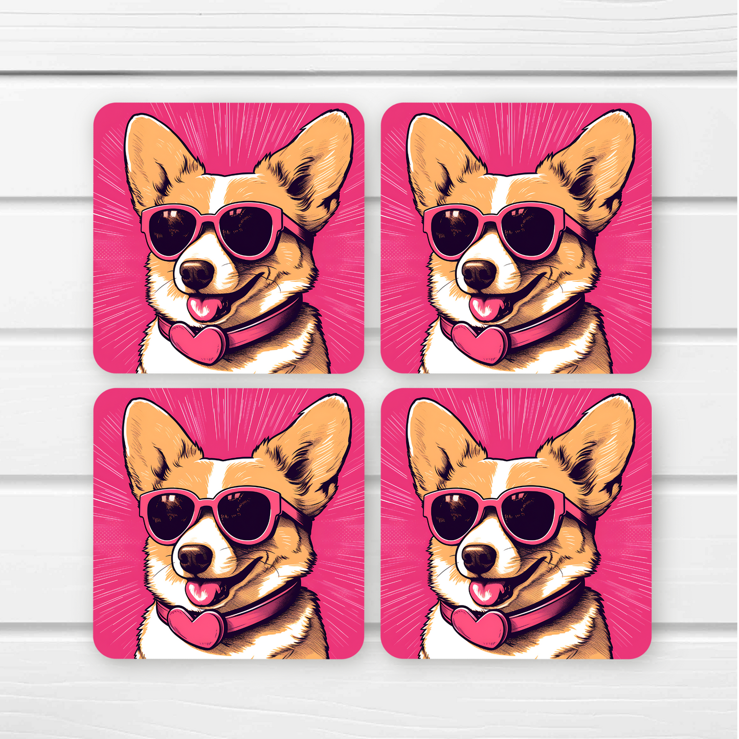 Beautifully Printed  Cute Corgi Wooden Coasters for Stylish Home Décor