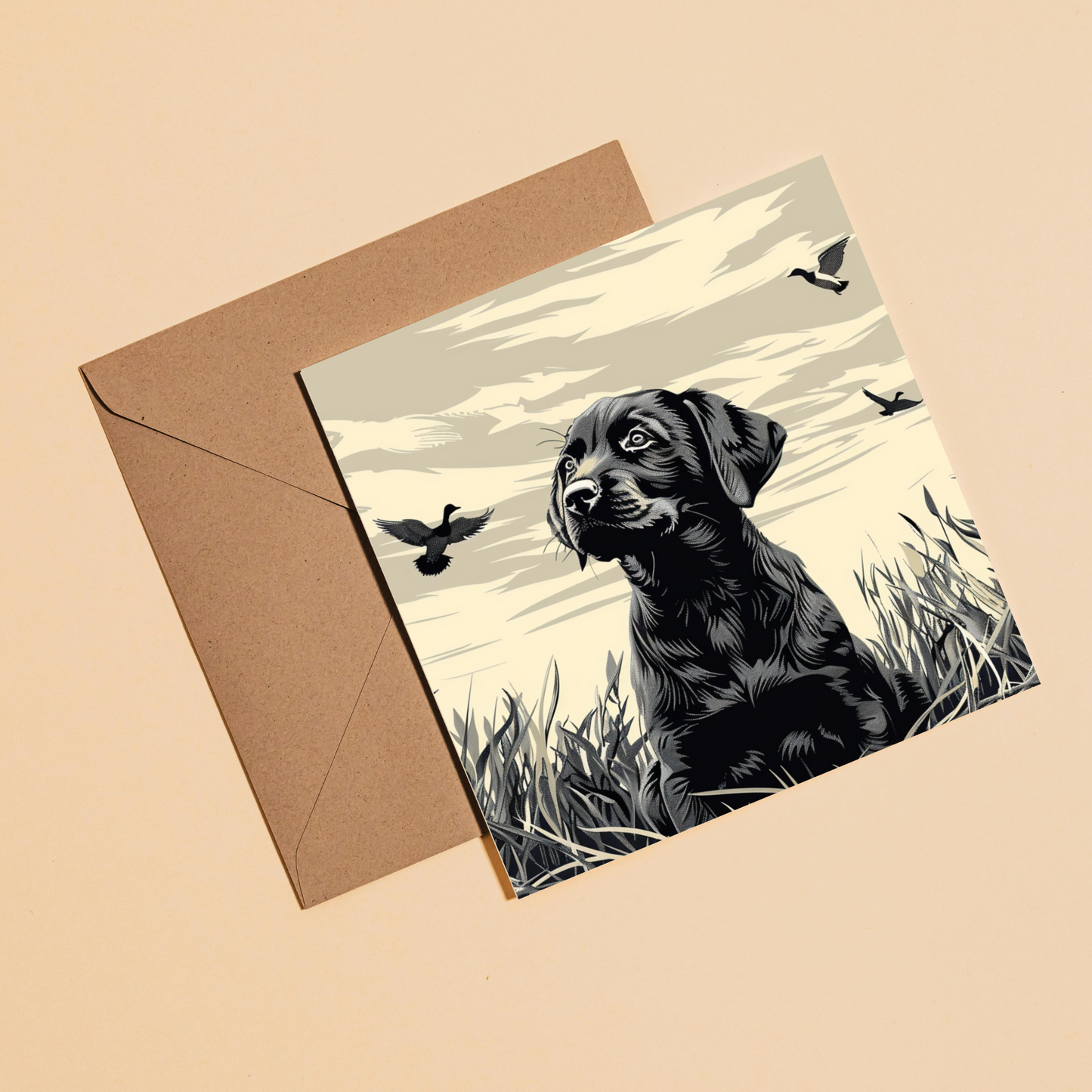 Cute Dog Greeting Card –Illustrated Blank Birthday Card