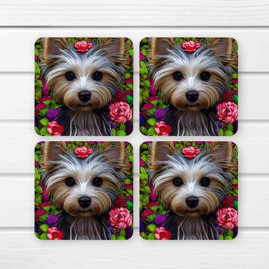 Beautifully Printed  Cute Yorkie Wooden Coasters for Stylish Home Décor