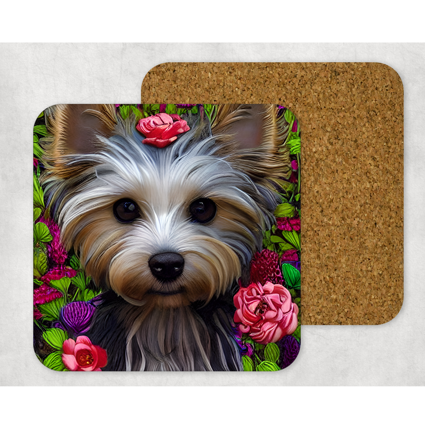 Beautifully Printed  Cute Yorkie Wooden Coasters for Stylish Home Décor