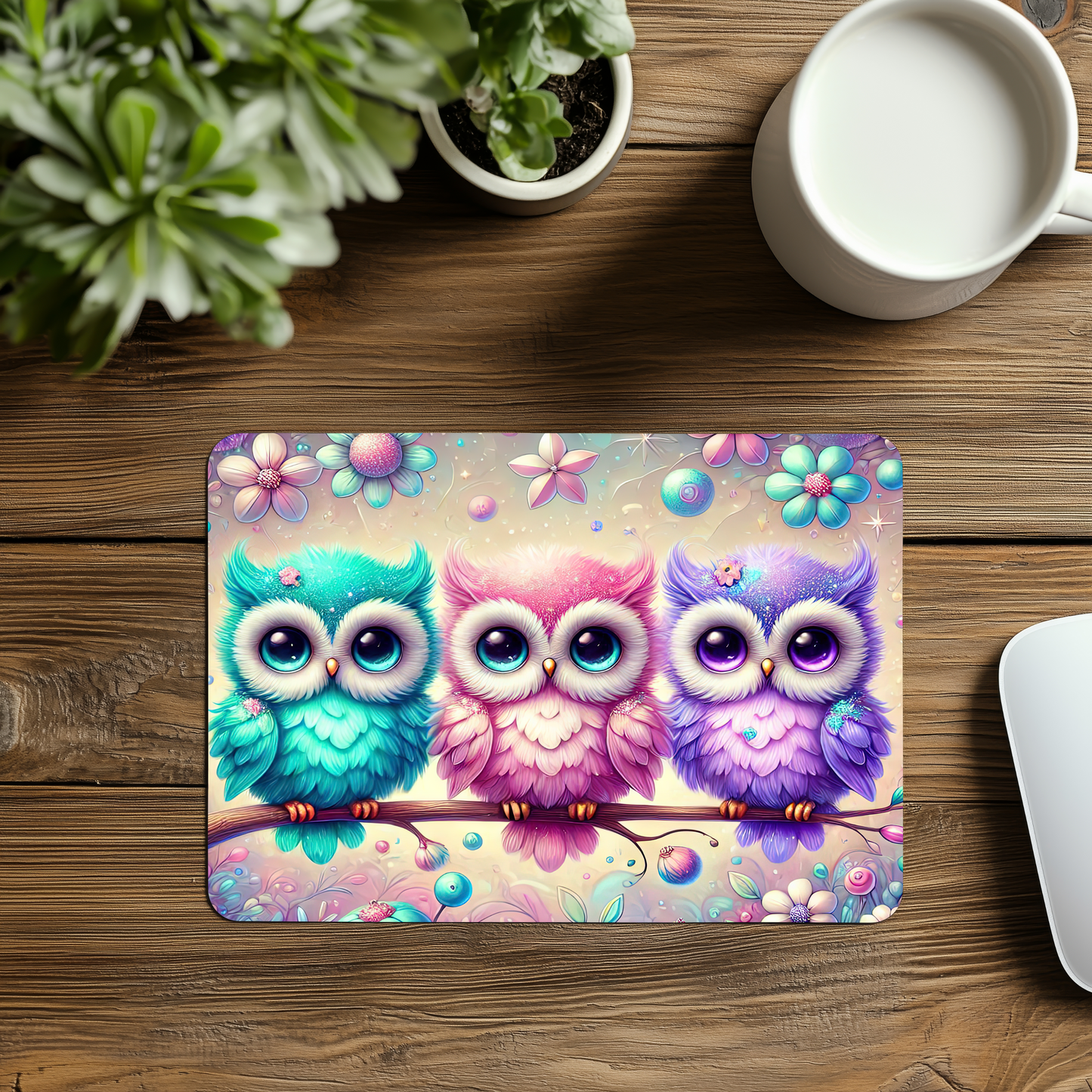 Premium Printed Anti-Slip Mouse Mat - Ultra Durable Cute Owl Design