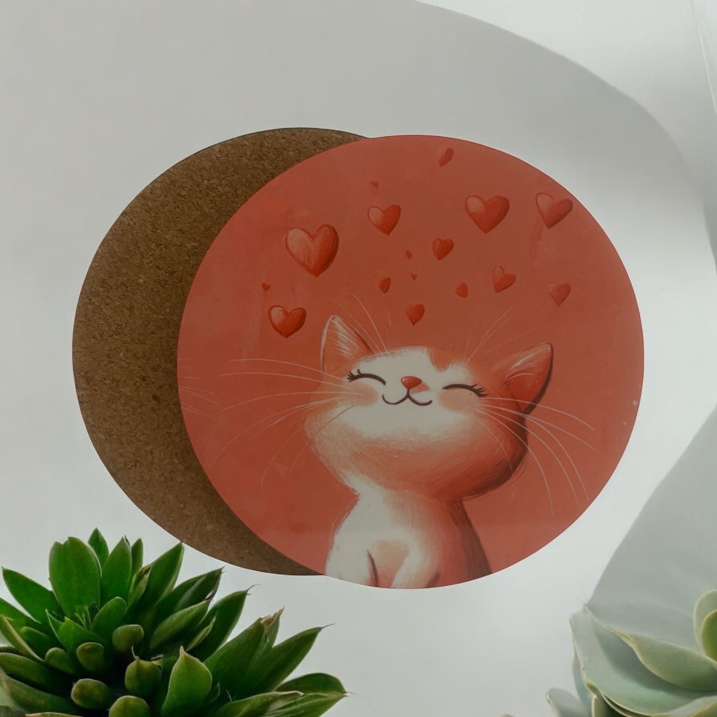 Printed  Cat Lover Wooden Coasters for Stylish Home Décor