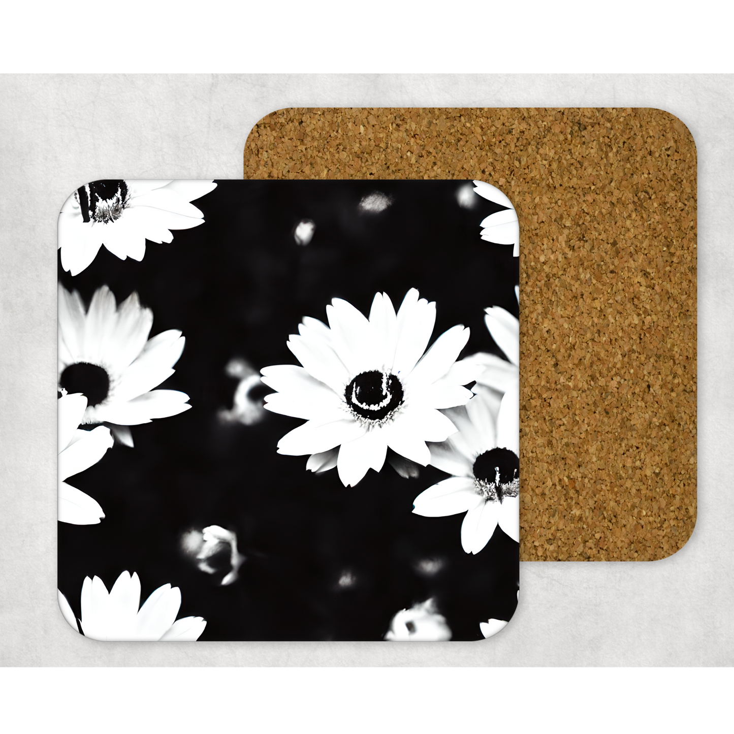 Beautifully Printed  Daisies Wooden Coasters for Stylish Home Décor