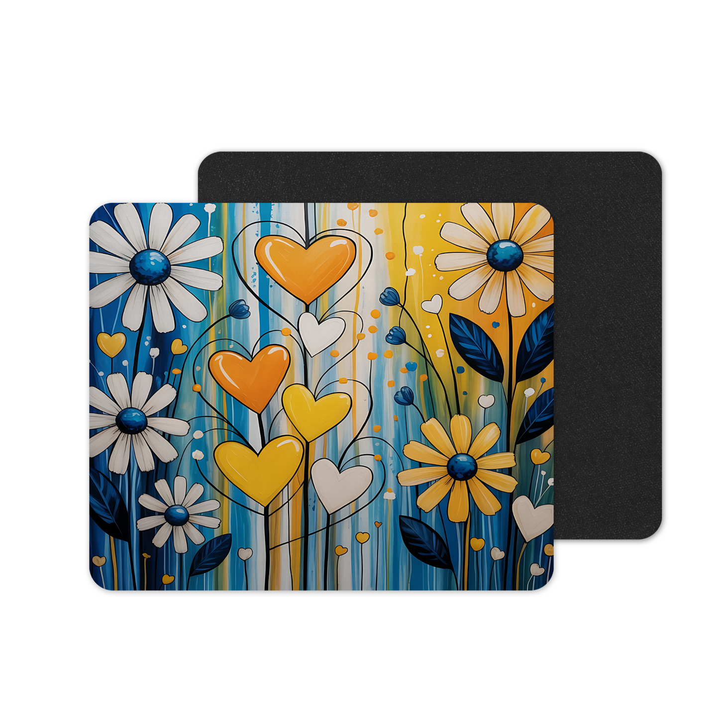 Daisy Floral Hearts Printed Anti-Slip Mouse Mat