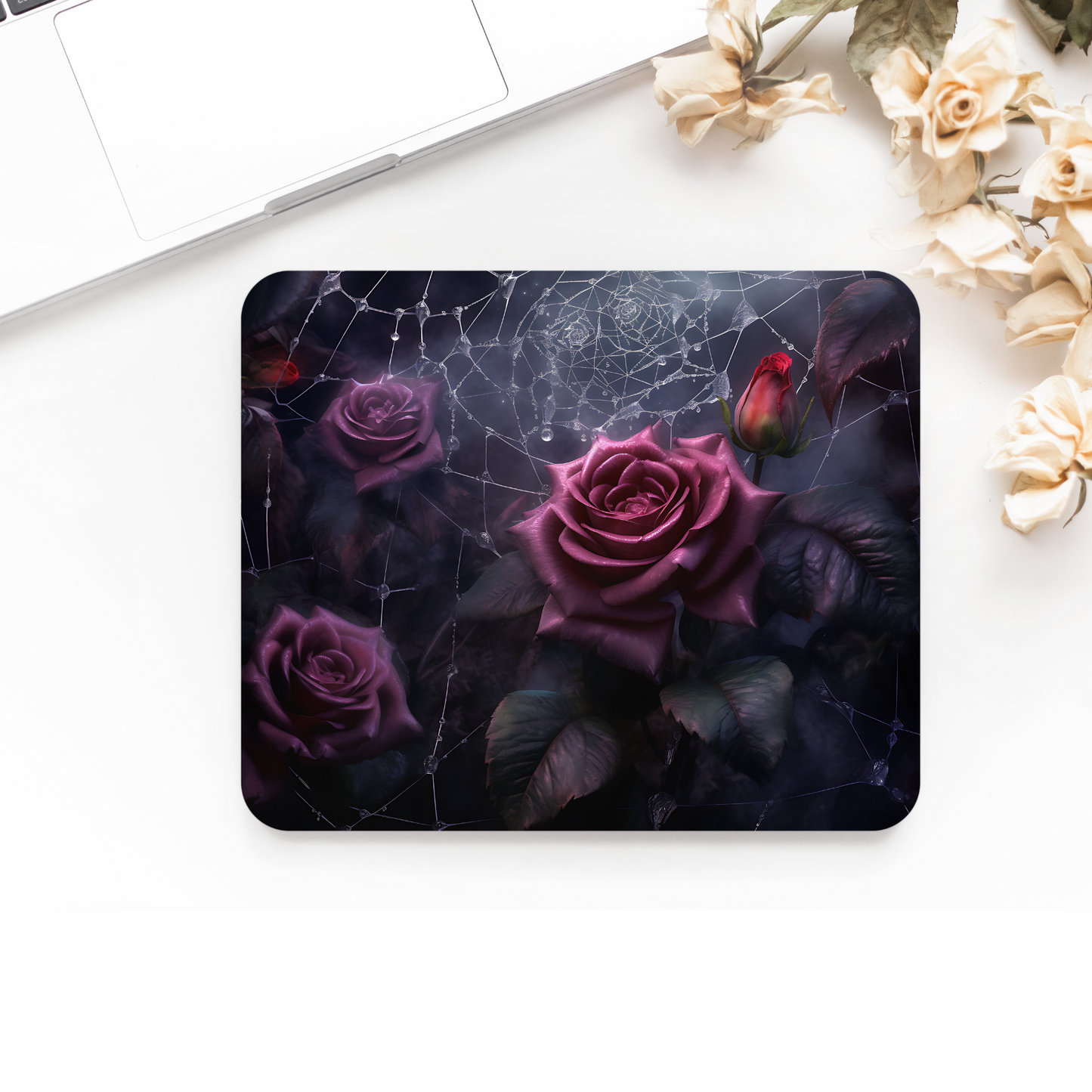 Premium Printed Anti-Slip Mouse Mat - Ultra Durable Dark Roses Design