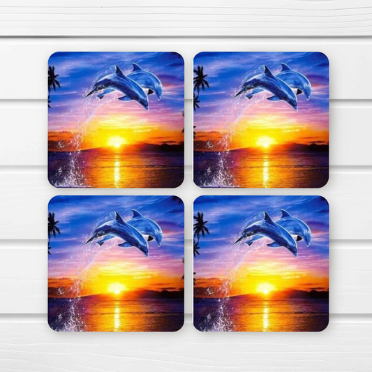 Beautifully Printed Dolphin wooden Coasters for Stylish Home Décor