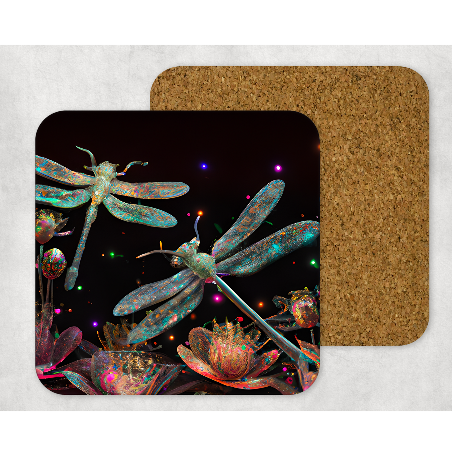 Beautifully Printed  Dragonflies Wooden Coasters for Stylish Home Décor