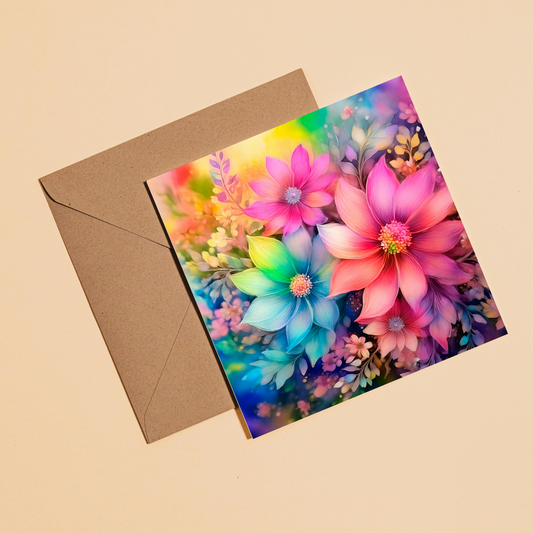 Dreamy Floral Greeting Card –Illustrated Blank Birthday Card