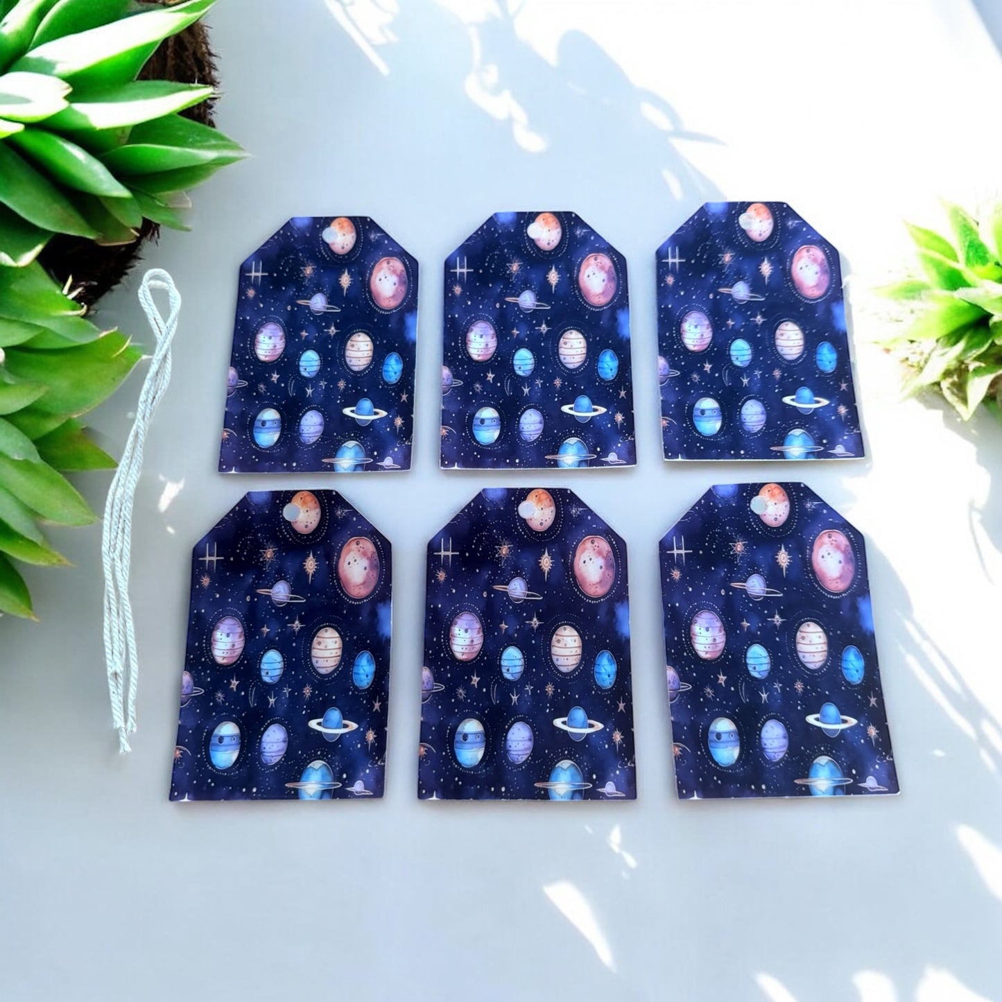 12 X Planets Gift Tags, Gift Wrapping, Luggage Tags, Card Making