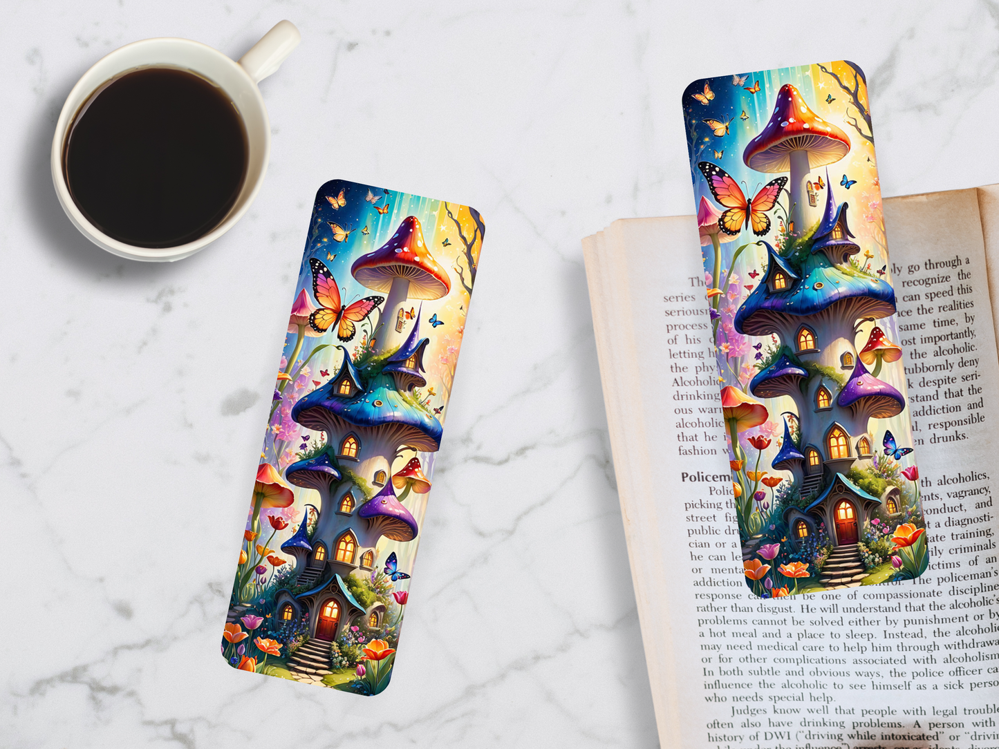 Lovely illustrated Fairy House printed bookmark, Page Saver, Book Lover Gift