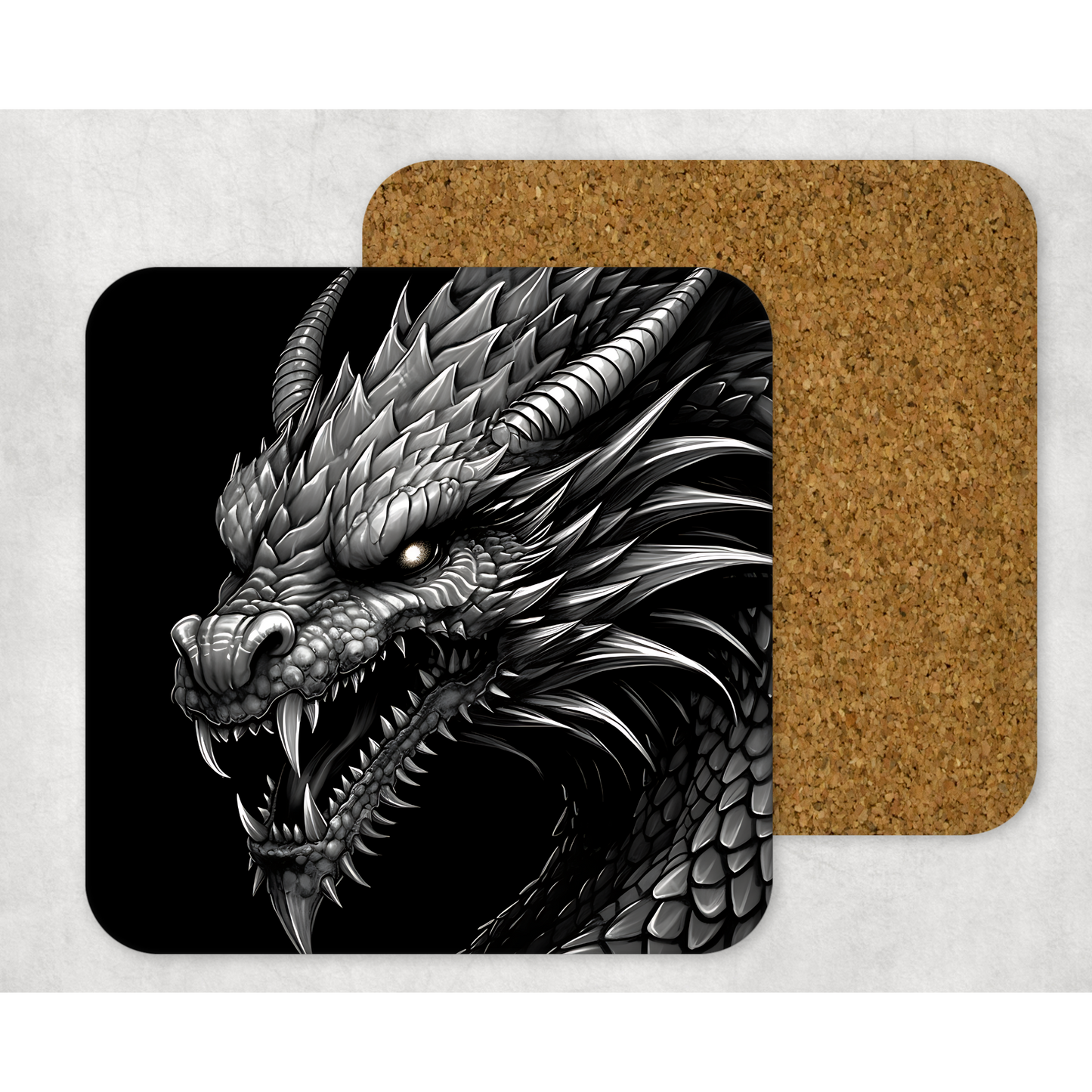 Beautifully Printed  Fantasy Dragon Wooden Coasters for Stylish Home Décor