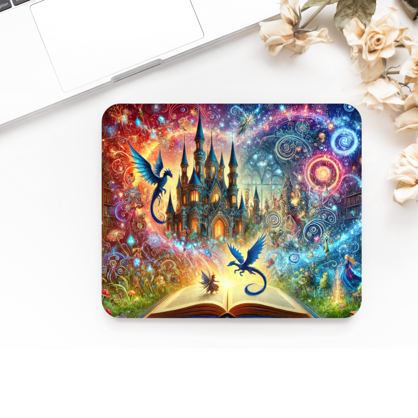 Premium Printed Anti-Slip Mouse Mat - Ultra Durable Fantasy Book Design