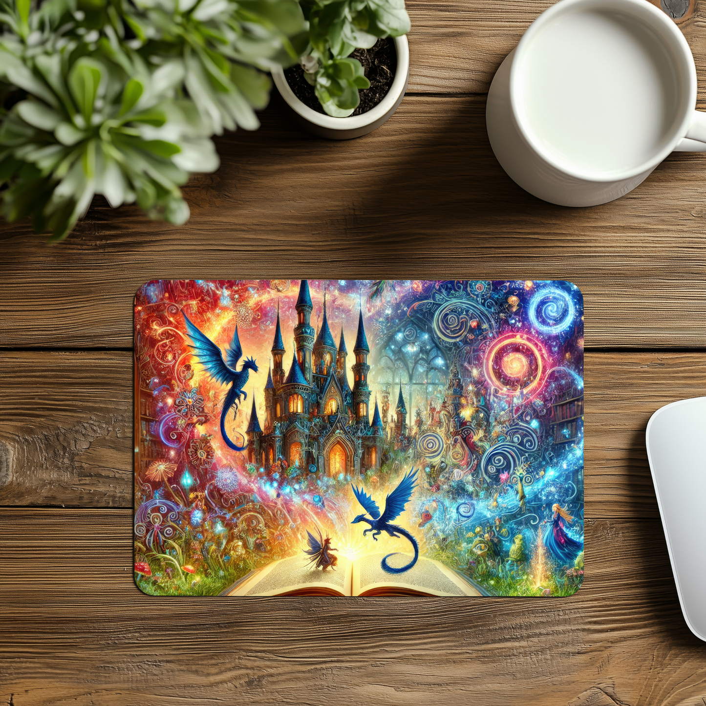 Premium Printed Anti-Slip Mouse Mat - Ultra Durable Fantasy Book Design