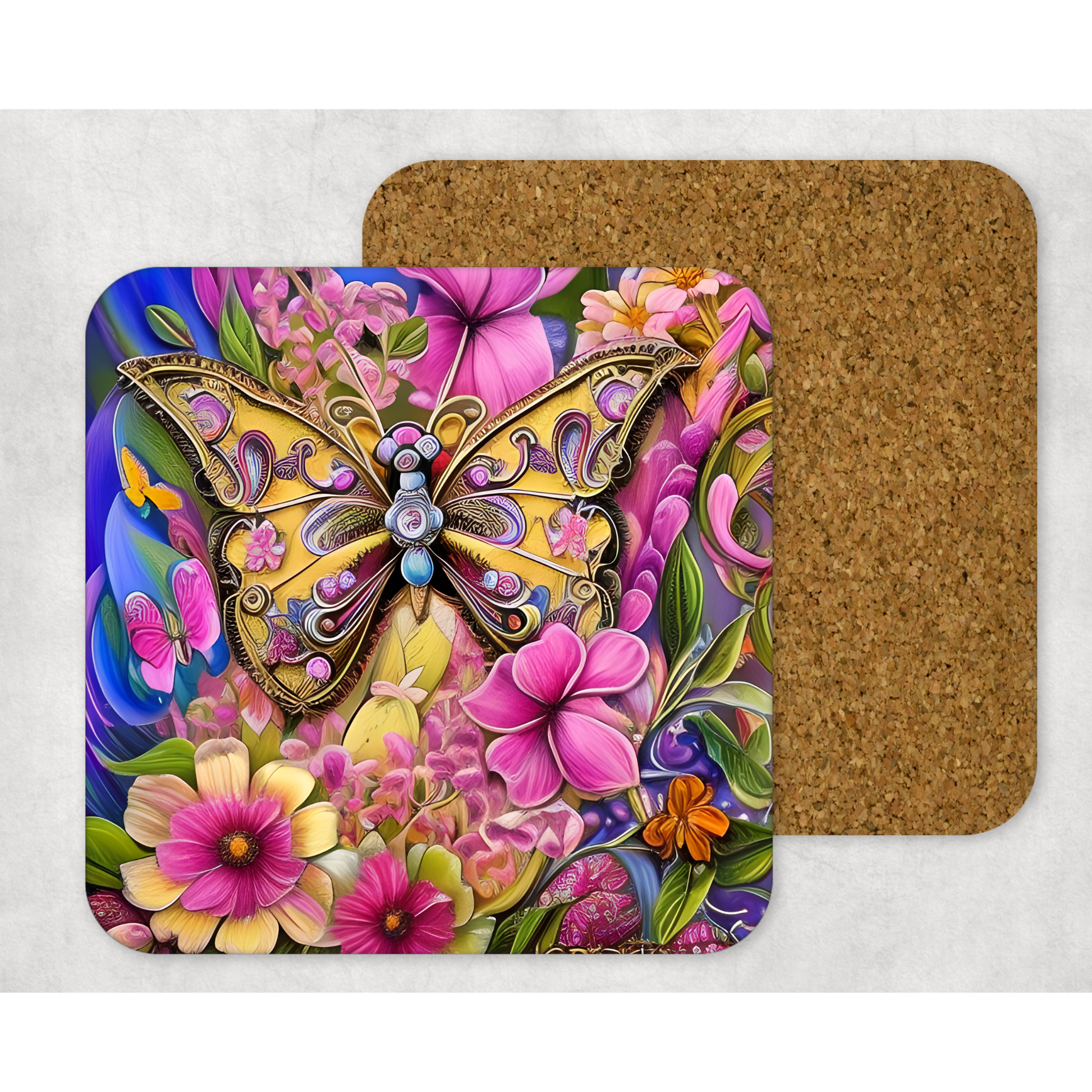 Wooden Coasters For Drinks Hollowed Out Rustic Wood Cup Cushion Mug Mats  Elegant Bee Butterfly Design