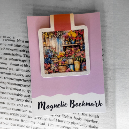 Lovely illustrated printed Flower market Magnetic bookmark, Page Saver, Book Lover Gift