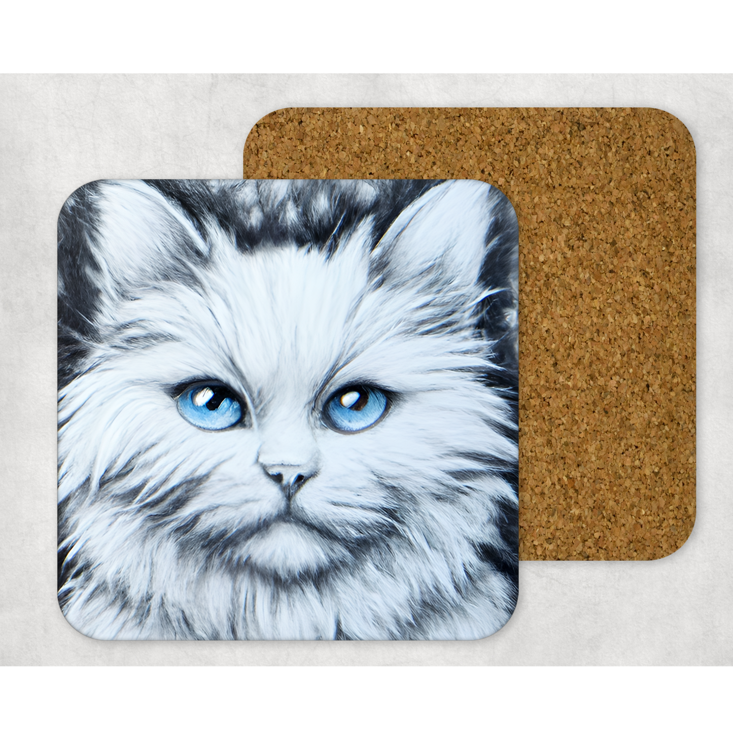 Beautifully Printed Fluffy Kitten Wooden Coasters for Stylish Home Décor