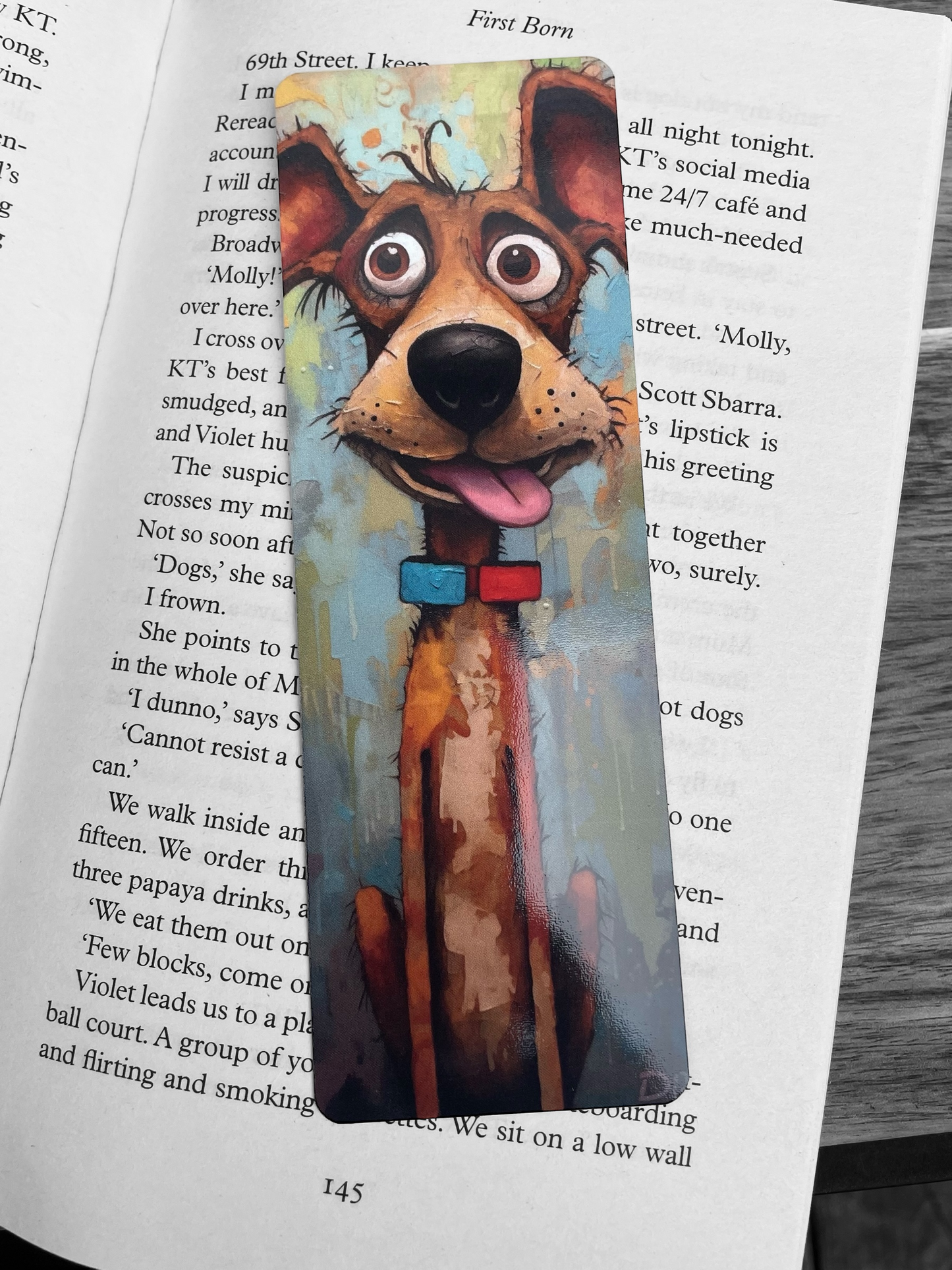 Lovely illustrated Funny Dog printed bookmark, Page Saver, Book Lover Gift