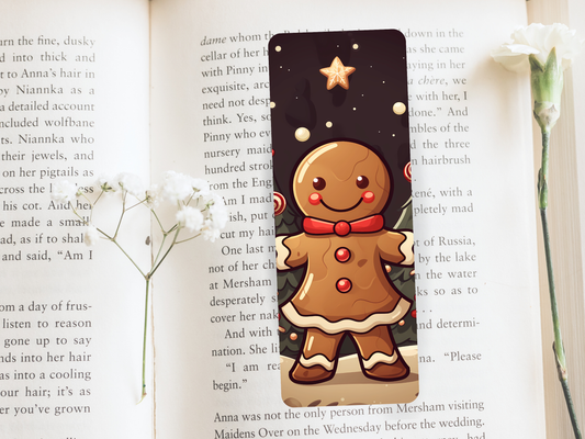 Lovely illustrated Gingerbread Man printed bookmark, Page Saver, Book Lover Gift