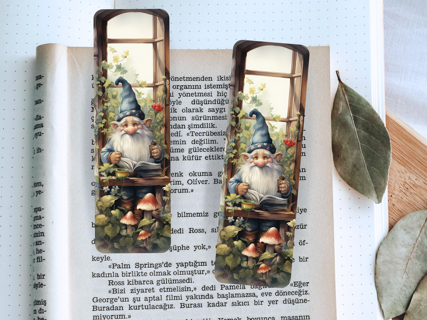 Lovely illustrated Gnome printed bookmark, Page Saver, Book Lover Gift